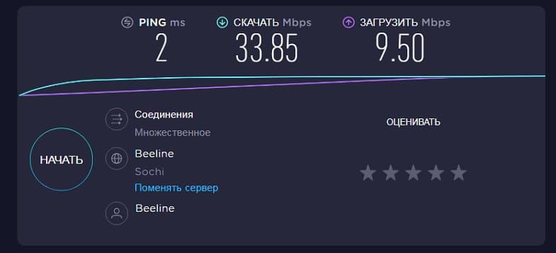 Проверка скорости интернета Билайн