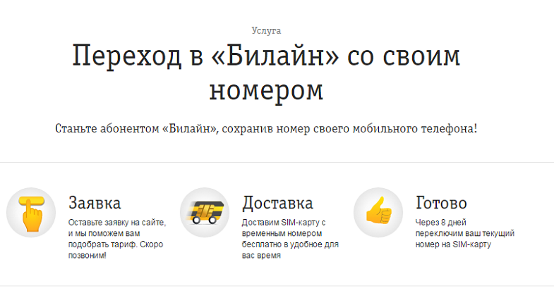 Переход в Билайн со своим номером